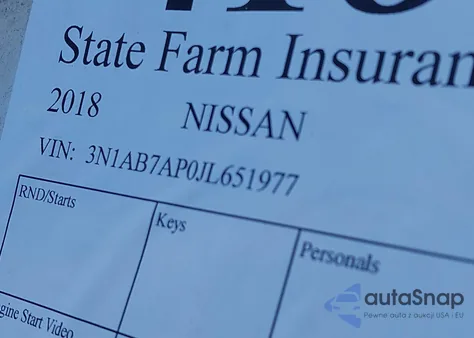 2018 Nissan Sentra Sv z USA, uszkodzony, nr VIN 3N1AB7AP0JL651977